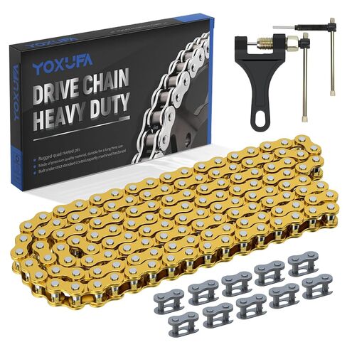 YOXUFA 420 Motorcycle Chain 132L Compatible with 110cc 125cc 50cc 70cc SSR TaoTao Apollo Coolster Kazuma Pit Dirt Bike ATV 4 Wheel Predator 212cc Coleman CT200U Baja MB165 Mini Bike Go Kart Red Parts in Saudi Arabia