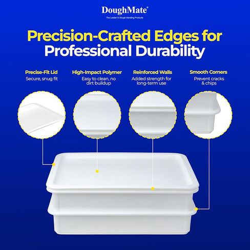 طقم صندوق عجين/عجين/خبز من Doughmate® - 2 صواني ، وغطاء ، وكاشطة العجين - مصنوعة في الولايات المتحدة الأمريكية ، أو جهة اتصال معتمدة - صواني تجارية للاستخدام في المنزل ، أو الأجهزة المحمولة ، أو البيتزا - قابلة للتكديس ودائم in Saudi Arabia