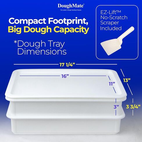 طقم صندوق عجين/عجين/خبز من Doughmate® - 2 صواني ، وغطاء ، وكاشطة العجين - مصنوعة في الولايات المتحدة الأمريكية ، أو جهة اتصال معتمدة - صواني تجارية للاستخدام في المنزل ، أو الأجهزة المحمولة ، أو البيتزا - قابلة للتكديس ودائم in Saudi Arabia