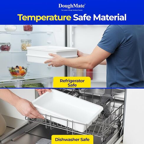 طقم صندوق عجين/عجين/خبز من Doughmate® - 2 صواني ، وغطاء ، وكاشطة العجين - مصنوعة في الولايات المتحدة الأمريكية ، أو جهة اتصال معتمدة - صواني تجارية للاستخدام في المنزل ، أو الأجهزة المحمولة ، أو البيتزا - قابلة للتكديس ودائم in Saudi Arabia