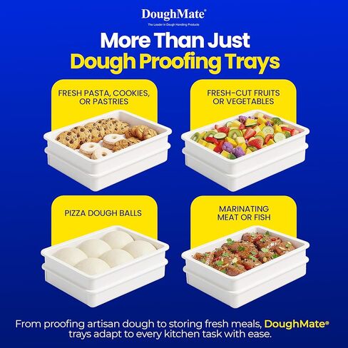 طقم صندوق عجين/عجين/خبز من Doughmate® - 2 صواني ، وغطاء ، وكاشطة العجين - مصنوعة في الولايات المتحدة الأمريكية ، أو جهة اتصال معتمدة - صواني تجارية للاستخدام في المنزل ، أو الأجهزة المحمولة ، أو البيتزا - قابلة للتكديس ودائم in Saudi Arabia