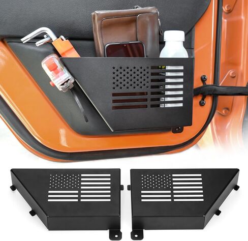 Metal Front Door Pocket Storage Box Compatible with Jeep Wrangler JL JLU 4XE 2018-2025 and Gladiator JT 2020-2025, 2 PCS Saggy Net Replacement for Front Doors (Not for Power Seats) in Saudi Arabia