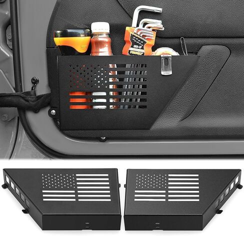 Metal Front Door Pocket Storage Box Compatible with Jeep Wrangler JL JLU 4XE 2018-2025 and Gladiator JT 2020-2025, 2 PCS Saggy Net Replacement for Front Doors (Not for Power Seats) in Saudi Arabia