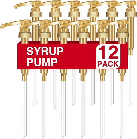 VOISEN Coffee Syrup Pumps, 10 Pack Gold Syrup Pump, Skinny Syrup Pump for 750ml 25.4oz Syrup Bottle, Syrup Pump Dispenser for Kitchen Dinning Coffee Bar Drinking Mixes,Davinci,Jordans in Kuwait