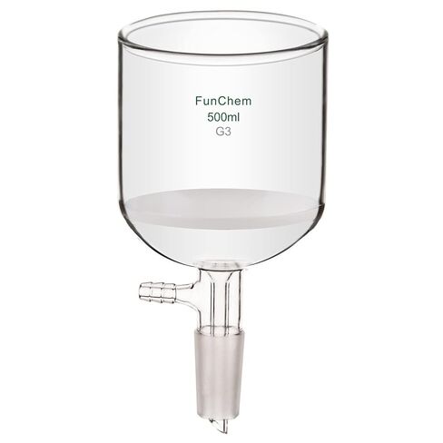 Funchem Buchner Filtering Fairnel مع Fine Frit (G3) ، قمع BoroSilicate Glass Buchner مع أنابيب مفصل داخلي وتفتت متكافئ 24/40 ، سعة 250 مل in Kuwait