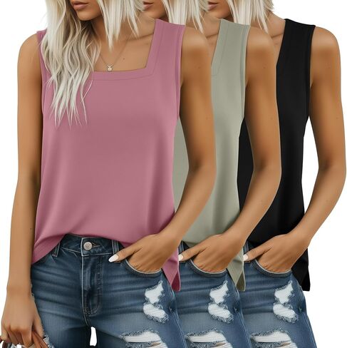 Huukaey 3 Pack Summer Women's Tank Tops Cotton Sirless Sert in Saudi Arabia