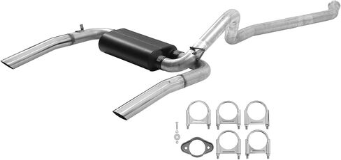 Flowmaster 17233 American Thunder Cat-Back Home Mit 3 Inch Aluminized Steel مصقول 304 نصائح غير قابلة للصدأ متوافقة مع عام 1986-1991 Chevy Camaro Pontiac Firebird V8 3 بوصة محول in Kuwait