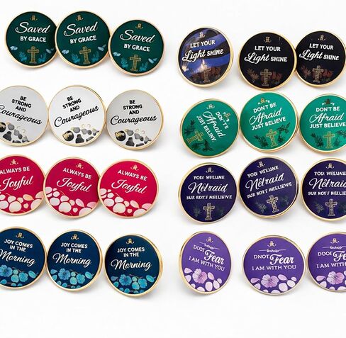 Landical 24 Pcs Christmas Christian Pins Gift for Women Jesus Enamel Lapel Pins Christ Bible Verses Gift Bulk Metal Badge Brooch Christmas Stocking Stuffers in Kuwait