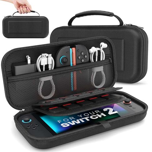 حالة حمل Moko لـ Nintendo Switch 2 2025 ، حقيبة Case Case ذات الصلابة الصلبة ، تحتوي على 10 خراطيش مع جيوب للتبديل 2 من الملحقات والألعاب ، الأسود in Saudi Arabia