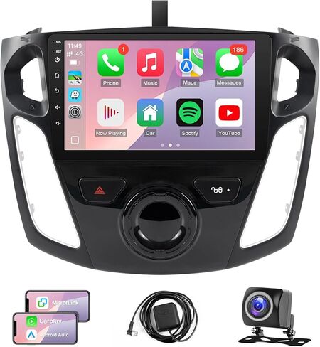 Car Stereo Radio for Ford Focus 2012 2013 2014 2015 2017 2018 ، Wireless Apple Carplay/Android Auto/WiFi/Mirror Link/GPS Mavigation/SWC/Backup Camera/MIC in Kuwait