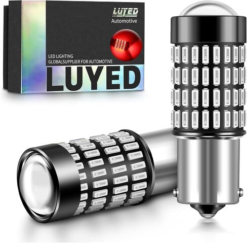 LUYED 1156 1141 LED LED 3400 Lumens مشرق للغاية 1003 7506 BA15S P21W مصابيح LED لأضواء الإشارة العكسية للنسخ العكسي ، الأحمر اللامع ، حزمة 2 in Kuwait