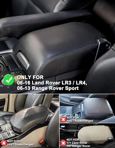 KBH Center Console Armrest Cover for Land Rover LR3 LR4 2006-2016, Range Rover Sport 2006-2013, Vinyl Leather Trim, Car Arm Rest Lid Protector Cushion, Anti-Scratch, Black in Saudi Arabia