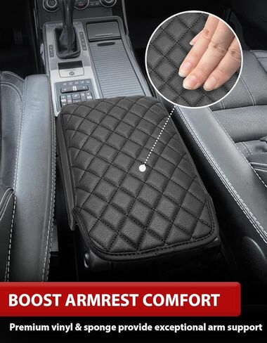 KBH Center Console Armrest Cover for Land Rover LR3 LR4 2006-2016, Range Rover Sport 2006-2013, Vinyl Leather Trim, Car Arm Rest Lid Protector Cushion, Anti-Scratch, Black in Saudi Arabia