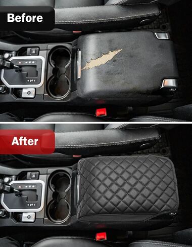 KBH Center Console Armrest Cover for Land Rover LR3 LR4 2006-2016, Range Rover Sport 2006-2013, Vinyl Leather Trim, Car Arm Rest Lid Protector Cushion, Anti-Scratch, Black in Saudi Arabia