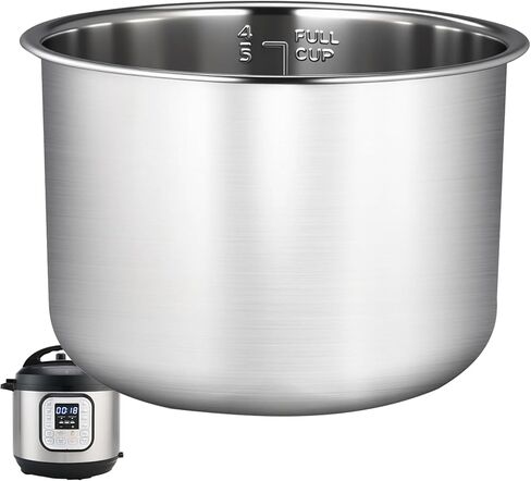وعاء داخلي من الفولاذ المقاوم للصدأ 6-QT متوافق مع وعاء داخلي فوري 6 QT ، مع غطاء سيليكون وختمان ، سطح مصقول ، مقلاة غير لاصقة لمطباق الضغط 6-QT. -3 سنوات ضمان in Kuwait