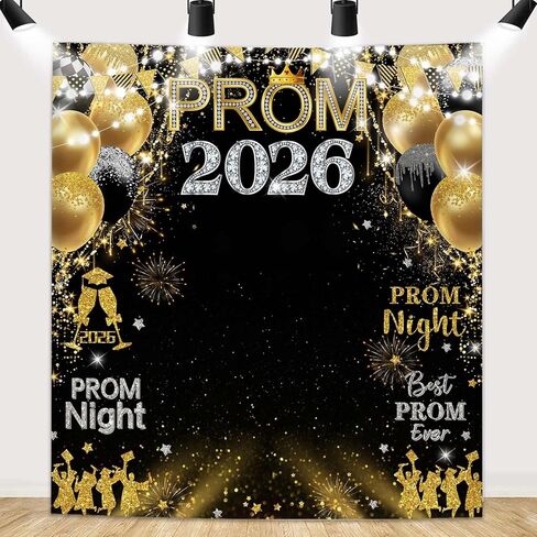 Mehofond Prom 2025 Backdrop for Photoshoot Black Gold Treguation تهانينا in Kuwait