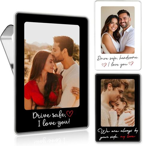 Drive Safe I Love You Visor Clip Photo Frame - Drive Safe Car Visor Photo Clip For Dad, Mom, Husband - Car Accessories For Men, Women - Cars Picture Frame With Metal Clips - Best Dad Ever Gifts 2025 in Kuwait