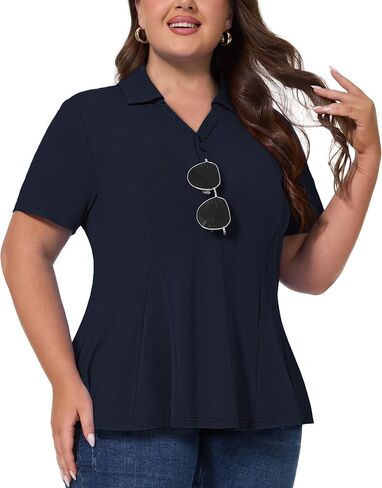 Casei Women's Plus Size Golf Polo Shirt with Sunglasses Holder UPF 50+ Tunic Tops Casual Workout Work Shirts in Kuwait