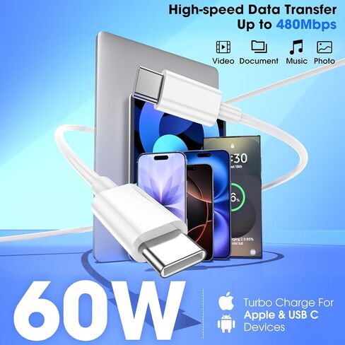 أنا الهاتف 15 16 شاحن الشاحن السريع 3 حزمة ، USB C شاحن الحائط 6 قدم USBC إلى كابل USBC ، محول USB C Block Wall لـ I Phone 16/16 Plus/16 Pro/16 Pro Max/15 Plus/15 Pro ، Purple in Kuwait