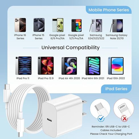 أنا الهاتف 15 16 شاحن الشاحن السريع 3 حزمة ، USB C شاحن الحائط 6 قدم USBC إلى كابل USBC ، محول USB C Block Wall لـ I Phone 16/16 Plus/16 Pro/16 Pro Max/15 Plus/15 Pro ، Purple in Kuwait