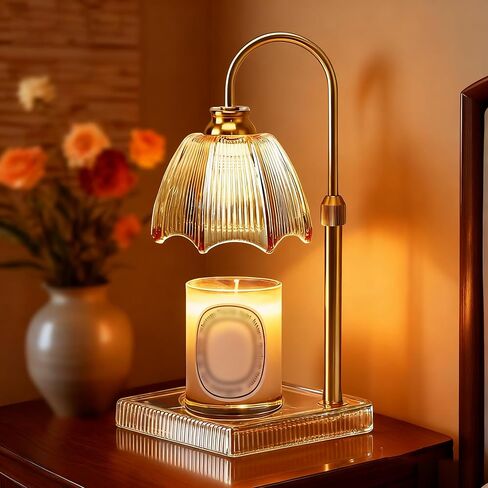 Adjustable Flower Candle Warmer Lamp with Timer & Dimmer,Vintage Glass Wax Melt Warmer for Scented Jar Candles, Flameless, Eco-Friendly,Gifts for Women, Mom, Home Decor in Saudi Arabia