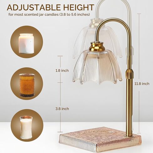 Adjustable Flower Candle Warmer Lamp with Timer & Dimmer,Vintage Glass Wax Melt Warmer for Scented Jar Candles, Flameless, Eco-Friendly,Gifts for Women, Mom, Home Decor in Saudi Arabia