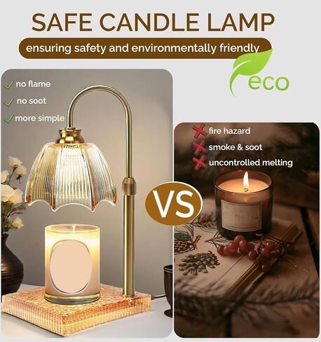 Adjustable Flower Candle Warmer Lamp with Timer & Dimmer,Vintage Glass Wax Melt Warmer for Scented Jar Candles, Flameless, Eco-Friendly,Gifts for Women, Mom, Home Decor in Saudi Arabia