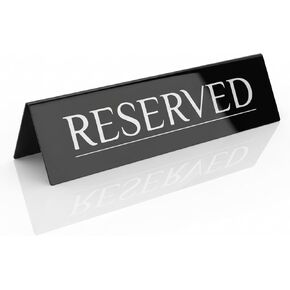 Adaptic Group® 6 علامات الجدول المحجوزة - الفولاذ المقاوم للصدأ | علامات جلوس محفوظة للمطاعم والبارات والفنادق | شاشة حجز الجدول (الفضة ، 6 × 1.6 بوصة) in Kuwait