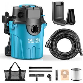 SeeSii Cordless Shop Vac Wit and Dry ، 2.6 Gallon Small Shop Vac مع بطاريات 2 × 4.0AH ، 3 في 1 ، فراغ جاف رطب مع مرشح HEPA ، حزام ، 4 عجلات ، ملحقات ، مثالية للمرآب ، السيارة ، ورشة عمل ، منزل in Kuwait