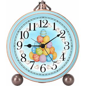 5.2in Vintage Alarm Clock, Silent Non-Ticking Tulips Analog Clock & Battery Operated Table Clocks with Quartz Movement, Desk Clock Decor for Bedroom Living Room (Pink) in Kuwait