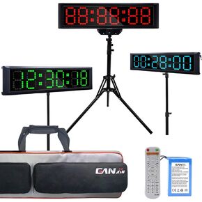Large LED Display Digital Race Timer with Battery,Function-Countdown/Up/Time Clock, Remote Control, Tripod Stand and Adjustable Brightness for Sports Events, Races, Meetings, Presentations in Kuwait