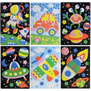 مجموعات فنية مصنوعة يدويًا من ملصقات الفسيفساء الحيوانية المصنوعة يدويًا للأطفال - الكسلان، الفيل، الزرافة، نقار الخشب، الديناصور ريكس، الأوز (6 عبوات)... in Kuwait