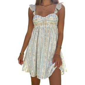 أوسوسوت نساء لطيف babydoll mini فستان كشكش حزام فساتين الأمومة الصيف y2k المراهقين flowy sundress قصيرة in Kuwait