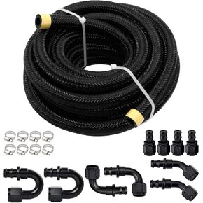 15FT AN6 Automatic Transmission Cooler Line Kit For 4L60E 4L65E - Black Nylon Braided Fuel Line Oil/Gas/Fuel Hose Kit in Kuwait