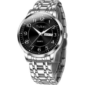 Minimalist Watch for Men Stainless Steel Men's Wrist Watches Waterproof Business Dress Luxury Analog Quartz Men Watch with Big Face & Date in Saudi Arabia