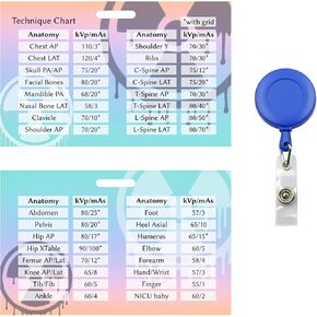 Xray Badge Buddy Radiology Reference Card - Horizontal kVp Technique Chart Cheat Sheet for Rad Tech Students and Technologists - PVC X-Ray Tech Essentials in Kuwait