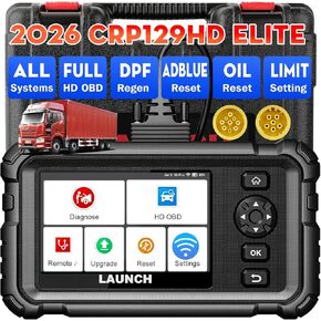 LAUNCH CRP129 HD Elite Heavy Duty Truck Scanner,Full System Diesel Scan Tool with 7 Reset Oil Reset/Speed Limit/Injector Coding/Cylinder Cut-off,DPF Regen Tool for 99% Truck & Commercial Vehicles in Kuwait