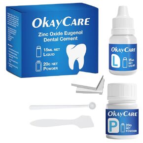 Zinc Oxide Eugenol Dental Cement Kit – Instant Tooth Repair, Cap, Crown & Bridge Filling | Ultra Strong & Pulp-Soothing Formula | Long Lasting - Easy Mix-and-Use Dental Adhesive for DIY, Home & Clinic in Kuwait
