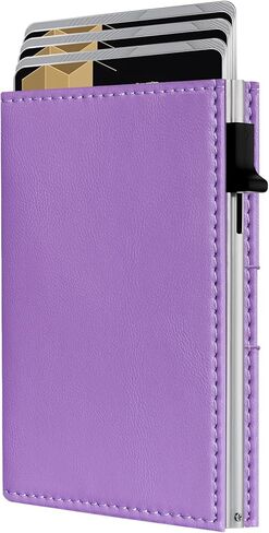 RFID Wallet Women - Small Slim Trifold Wallet Anti-Theft Pop up Card Holder, Minimalist, Ultra Thin, Front Pocket, Premium Leather, 9-11 Cards Capacity | ID Window | Cash Slot in Kuwait
