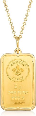 Ross-Simons Italian 24kt Yellow Gold Fleur-De-Lis 2-Gram Ingot Pendant Necklace With 14kt Yellow Gold Frame in Saudi Arabia
