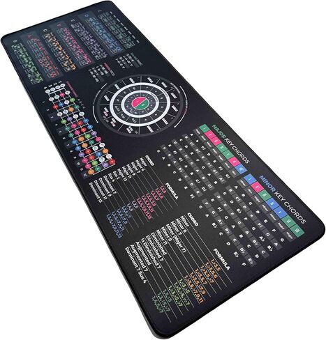 نظرية القيثارة ورقة الغش ورقة Mousepad - الحبال ، المقاييس ، ملاحظات الفريتس ودائرة خامسة - 13.8 "x9.8" و 31.5 "x11.8" - إصدار LED متاح in Kuwait