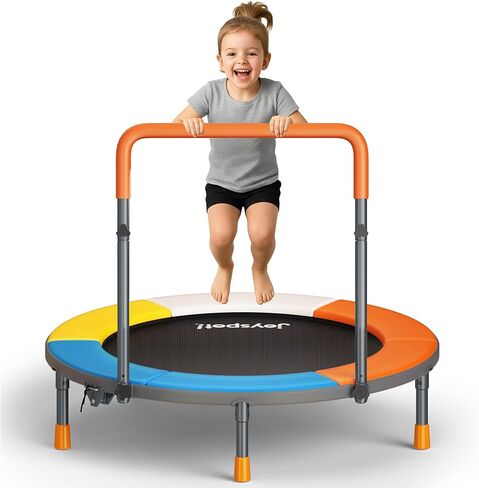 36" Foldable Kids Trampoline with Adjustable Handle Bar, 3FT Mini Todder Trampoline,Spring-Free Jumping Mat,Indoor/Outdoor Anti-Slip Rubber Feet,Max Load 100LBS,Safety Bounce Trainer Birthday Ages 3-6 in Kuwait