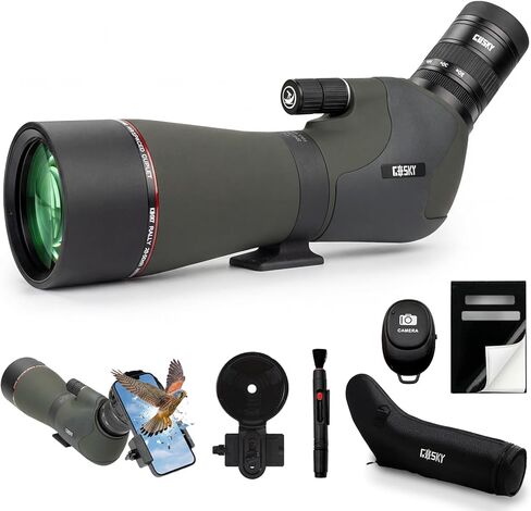 Gosky Spotting Scope- EagleView 20-60x 85 HD Spotting Scopes with FMC Lens,Waterproof and Fogproof,Spotting Scope for Bird Watching,Wildlife Observation,Travel,Hiking in Kuwait