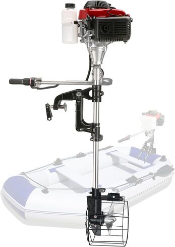 Outboard Motor Boat Engine 4 Stroke 4.0 HP Marine Boat Motor with Air Cooling System and Manual Pull Start for Inflatable Fishing Boats Yachts Water Sport Tools, with Shade in Kuwait