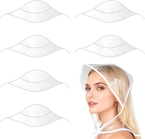 Rain Hat for Women Waterproof, 6 Pcs Reusable Practical Rain Caps for Women PE Material Clear Waterproof Hat for Protect Hairstyle Makeup Woman Female in Kuwait