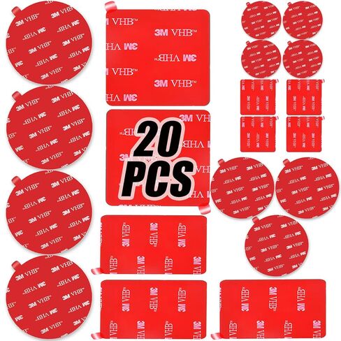 منصات لاصقة مزدوجة الجوانب 3M، استبدال وسادة لاصقة مثبتة على السيارة. شريط تثبيت كاميرا داش 3M. ملصق شريط عالي التحمل للوحة القيادة والاستخدام اليومي. مقاوم للماء، مقاوم للحرارة. سهل الاستخدام، مربعات ودائرية، 6 قطع in Kuwait