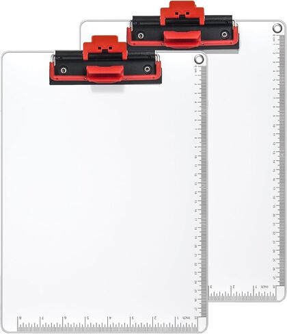 Clipboards with Pen Holder, 12.5 * 9 Inch Standard Letter A4 Size Aluminum Wrapped Edge Protection Clipboard with Ruler for School, Classrooms, Offices, Doctor, Coaches [Upgraded Clip Board] Set of 2 in Saudi Arabia