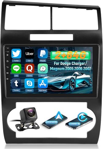 Car Stereo for Dodge Charger/Magnum (Left-hand drive) 2005-2007 - 9 Inch 2+64G Android Touchscreen Radio with Wireless Carplay and Android Auto, HiFi/WiFi/GPS/SWC + AHD Backup Camera in Saudi Arabia