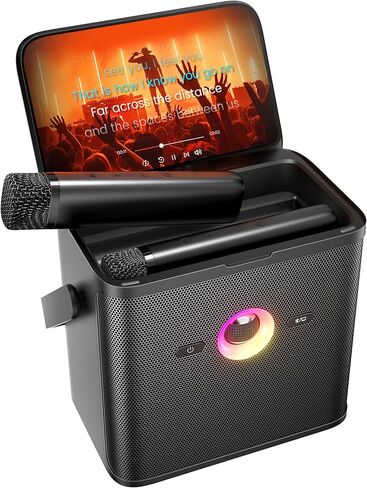 Portable Party Bluetooth Speaker, 140W Speaker with Self-Charging Microphone, Screen Lyrics Display, Deep Bass, Dynamic Lights, Loud Wireless Speaker, Support WiFi AUX HDMI for TV/Projector in Kuwait