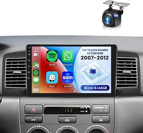 ستيريو لراديو السيارة لتويوتا كورولا شاشة الشاشة 2007-2012 [4G+64G] Android مع Carplay Wireless Android Auto ، 9 " in Kuwait